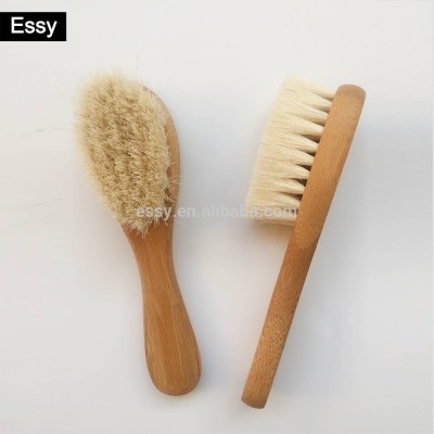 soft goat bristle baby mini comb private label wooden hair brush